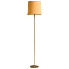 Möller Armatur Eskilstuna, Floor Lamp, Brass, Fabric, Sweden, 1950s