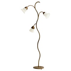Fog & Mørup, Floor Lamp, Brass, Glass, Denmark, 1940s
