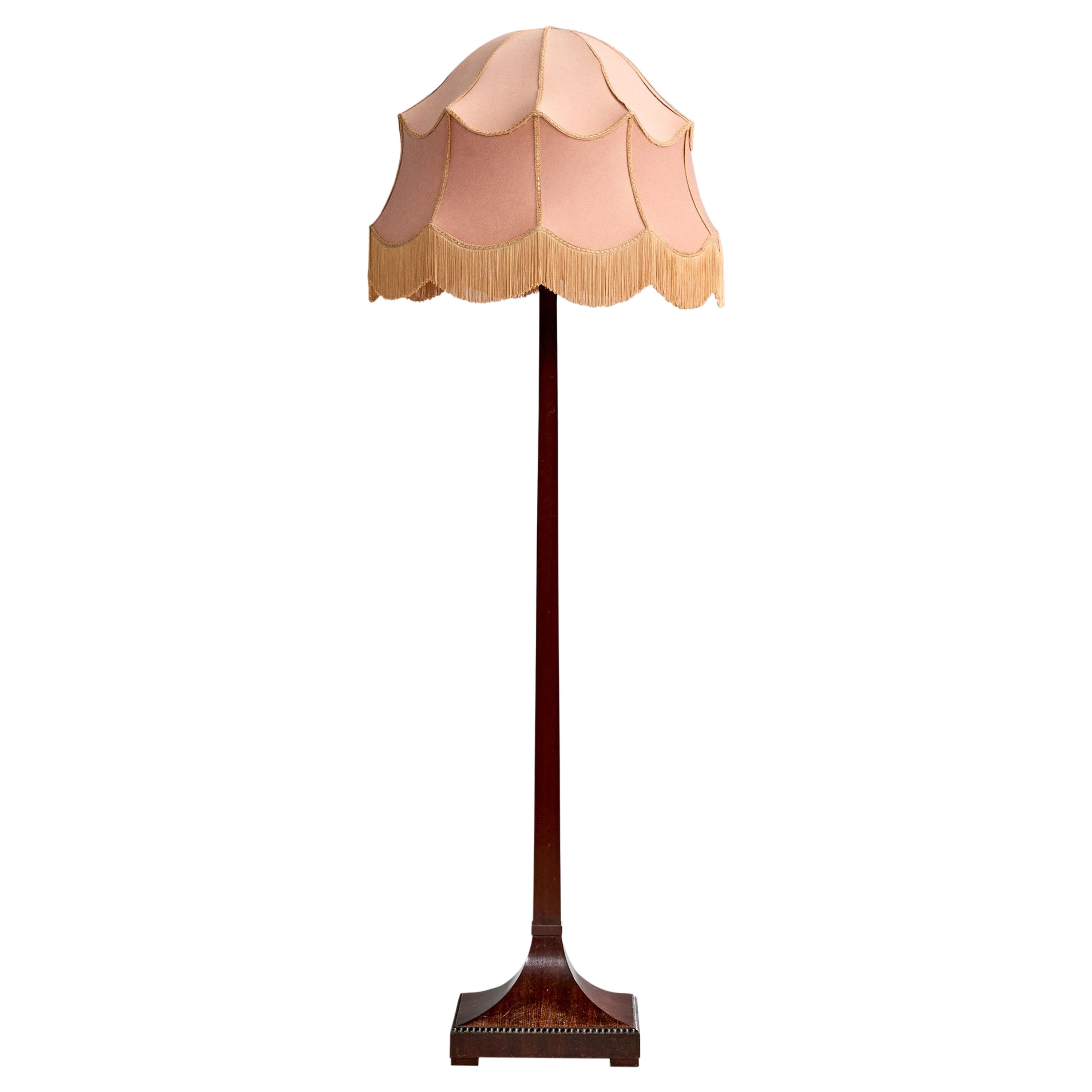 Swedish Designer, Floor Lamp, Wood, Fabric, Sweden, 1910s