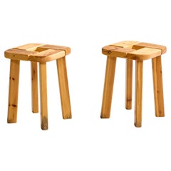 Finnische Hocker, Kiefernholz, Finnland, 1970er Jahre