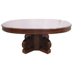 Antique 19th Century Italian Solid Walnut Oval Extendable Dining Table Length 307, 08"