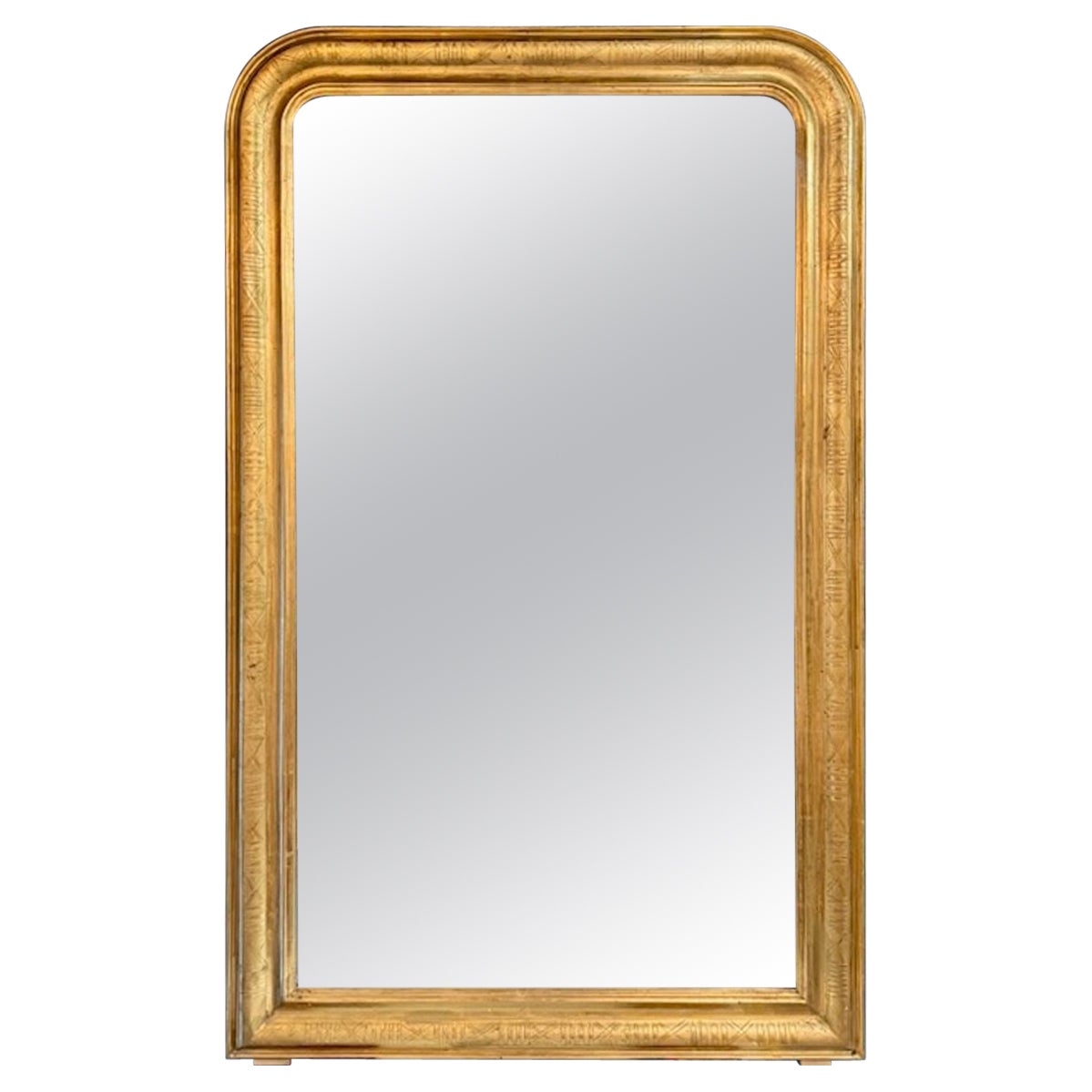 French Gold Louis Philippe MIrror with Geometric Pattern