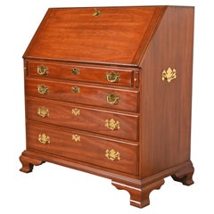 Henkel Harris Georgian Solid Cherry Wood Slant Front Secretary Desk