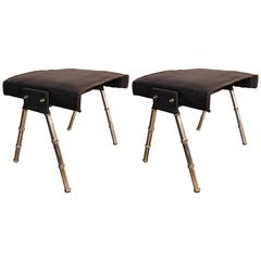 Beautiful Pair of Jacques Adnet Stools 8