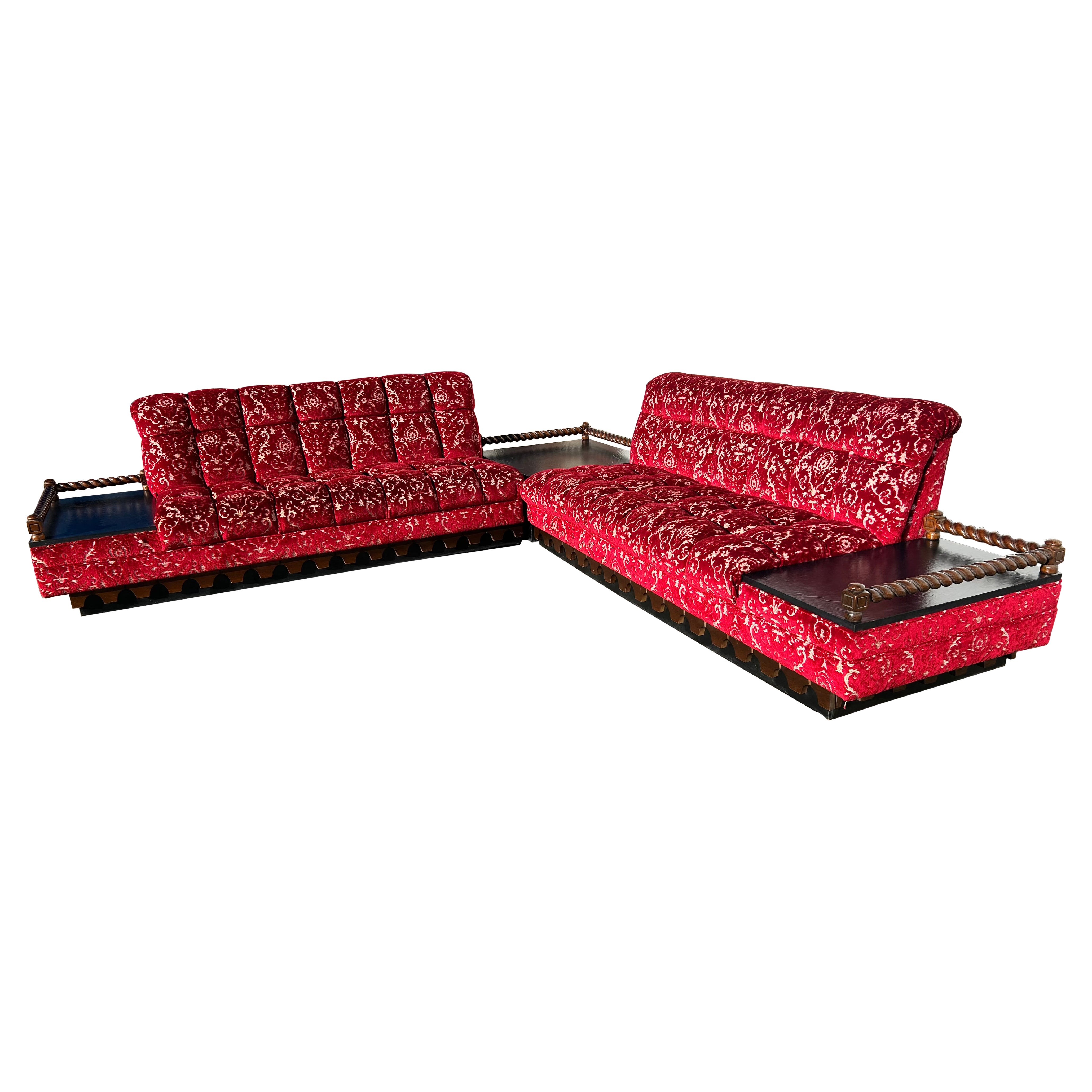1960s Spanish Revival MCM 3 Piece Sectional