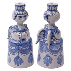 Pair of Björn Wiinblad Earthenware "Angels" Candlesticks