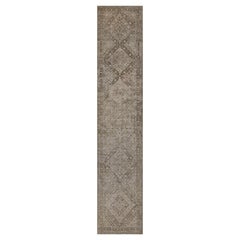Antique Circa-1920 Gray Floral Wool Khotan Runner