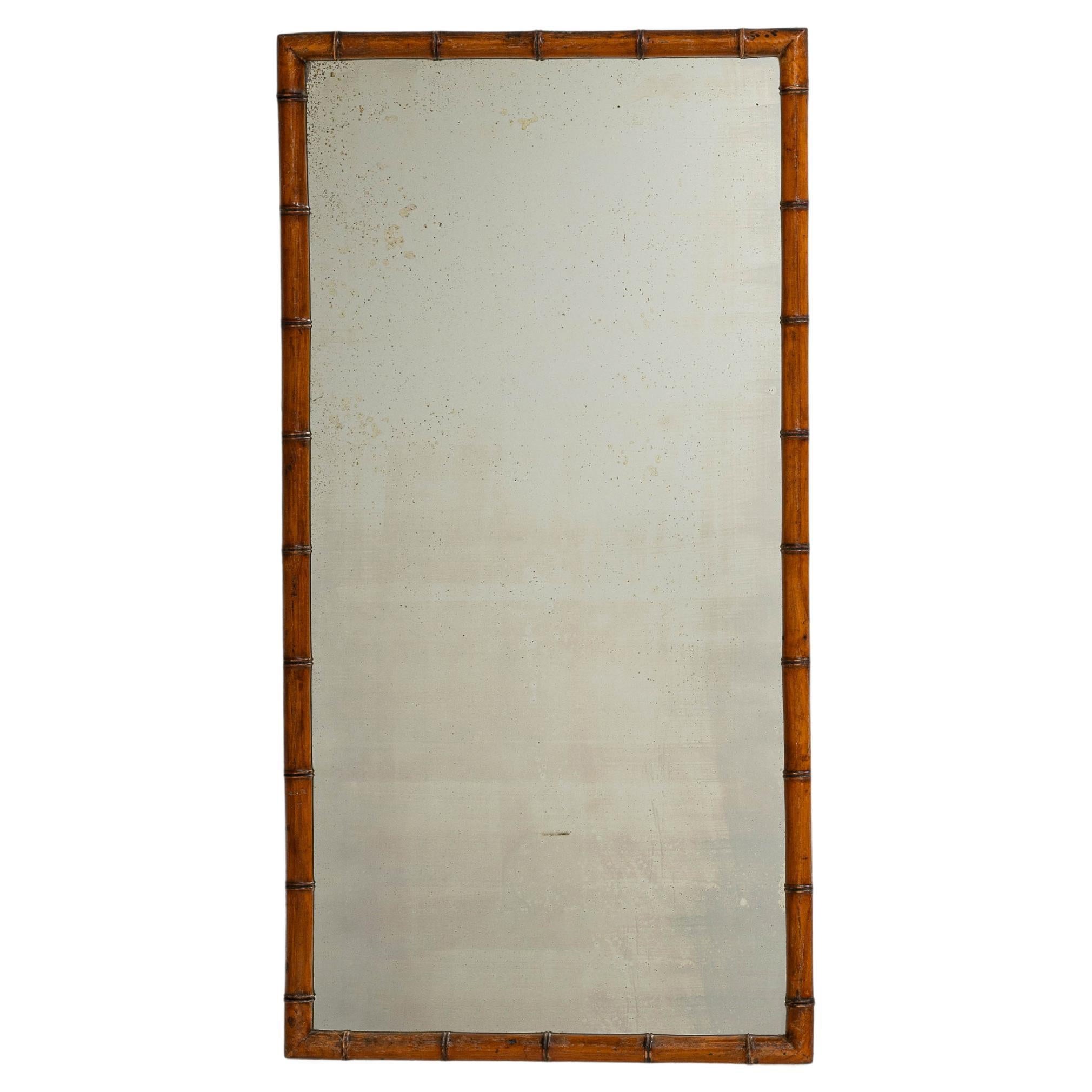 1900s French Faux Bamboo Mirror