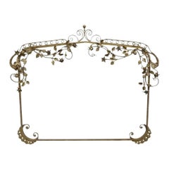 Grand cadre de miroir Shabby Flower Chic en fer forgé de style Hollywood Regency italien