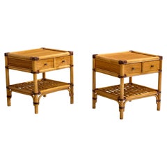 Kenneth Bergenblad, Comodini, bambù, legno, rattan, ottone, Svezia, 1976