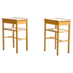 Schwedische Designerin, Nachttische, Birke, Laminat, Schweden, 1960er Jahre
