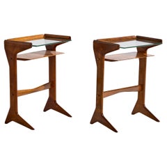 Ico Parisi, Tavolini, Wood, Ottone, Vetro, Italia, 1954