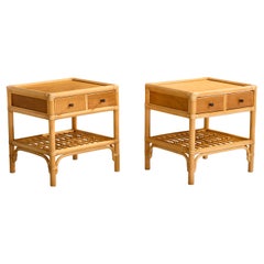 Kenneth Bergenblad, Nightstands, Bamboo, Wood, Rattan, Brass, Sweden, 1976