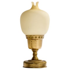 Swedish Designer, Table Lamp, Brass, Glass, Sweden, 1940s