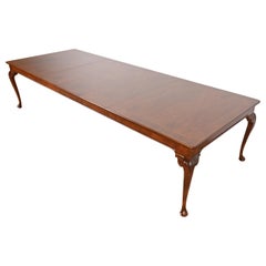 Baker Furniture Stately Homes Chippendale Burled Walnut Extension Dining Table