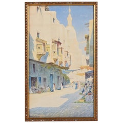 Pittura ad acquerello astratta con cornice, firmata e originale, di Giovanni Geleng