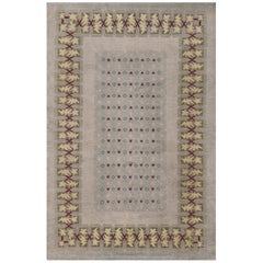 Tappeto oversize vintage CIRCA 1950 in lana grigia francese Leleu