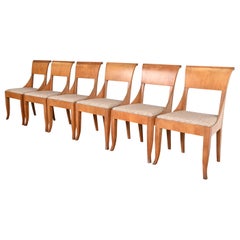 Baker Furniture French Regency Louis XVI Cherry Wood Dining Chairs, Set of Six