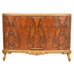 Romweber French Provincial Louis XV Flame Mahogany and Parcel Painted Dresser