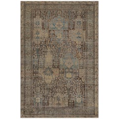 Antique Chocolate-Brown Floral Traditional Persian Malayer Rug