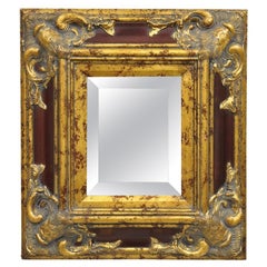 Decorator Repro 21x18 French Baroque Style Deep Red Gold Gesso Wall Mirror