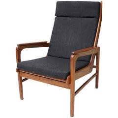 Rob Parry Lounge Chair Teak Wooden Black Upholstery, 1950s, Dutch, Mid-Century