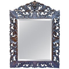 Victorian Carved Oak Mantel Mirror