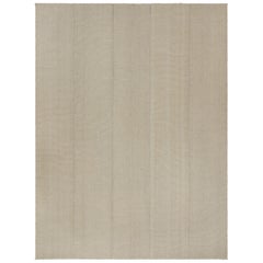 Oversized Rug & Kilim's Contemporary Kilim mit strukturierten braunen und cremefarbenen Streifen