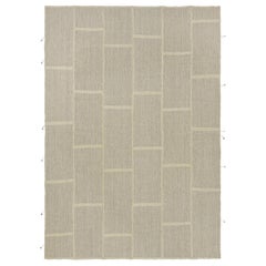 Rug & Kilim's Contemporary Kilim mit strukturierten Beige-Braun- und Creme-Streifen