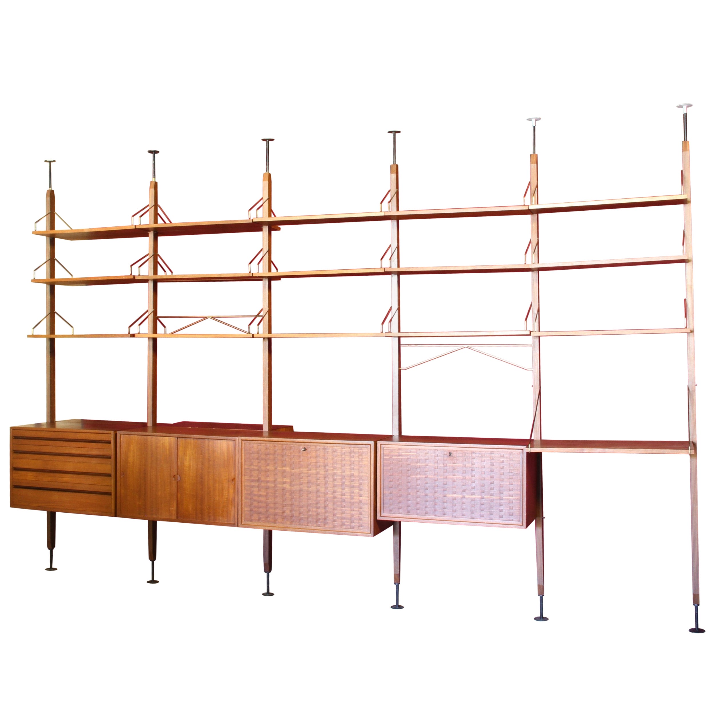 Poul Cadovius Raumteiler Teakholz Royal Wall System Freistehender Regalschrank
