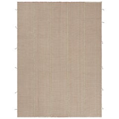 Rug & Kilim’s Contemporary Kilim with Textural Cream, Pink and Beige Stripes