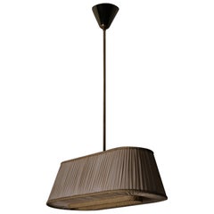 Schwedische Designer-Deckenleuchte aus Stoff und Messing, 1940er-Jahre