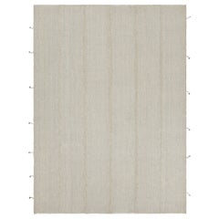 Rug & Kilim's Contemporary Kilim mit strukturierten Streifen in Beige, Taupe und Creme
