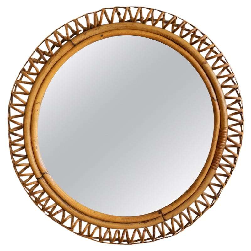 Miroir circulaire en spirale en rotin
