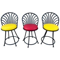 Juego de tres taburetes de bar de Arthur Umanoff para Shaver Howard Inc. circa 1970s