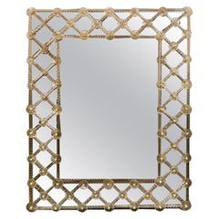 The Moderns Murano Glass "Lattice" Mirror in Light Gold (miroir en treillis en verre de Murano)
