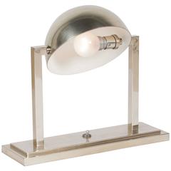 Adnet Style Demi-Sphere Nickel Desk Lamp, French, 1930s