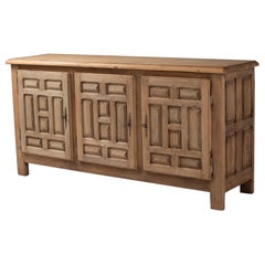 Sideboard in Carved Oak, Spain, 1940s