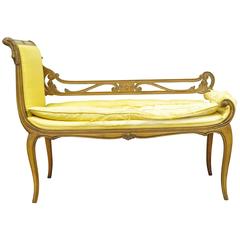 Hollywood Regency French Style Swan Carved Chaise Longue or Window Bench 10