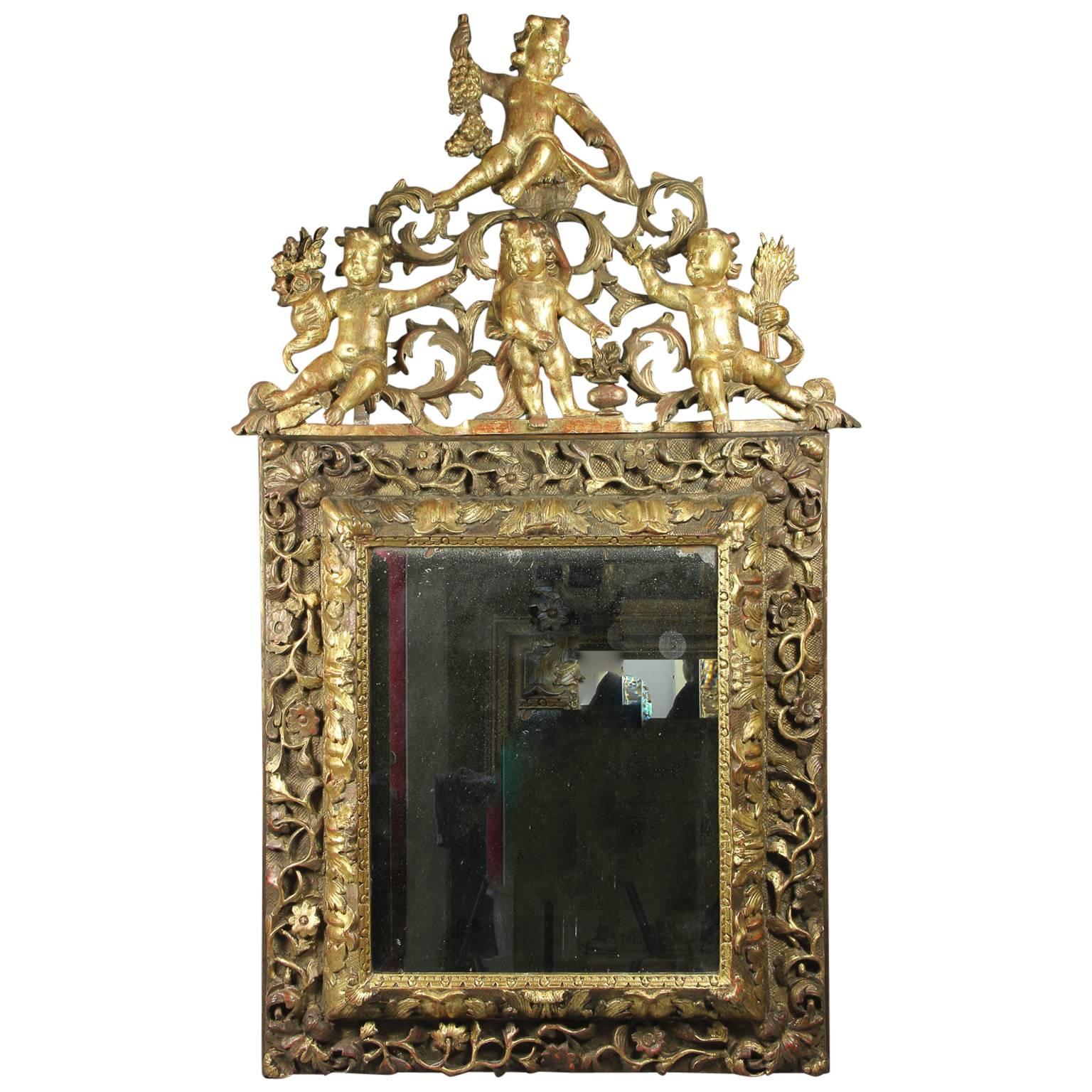 Louis XIV Baroque Giltwood Mirror