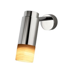 Customizable Wall Lamp 'Donya Pivot', White Cylinder Onyx, Polished Steel