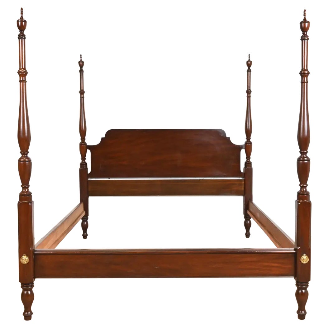 Henkel Harris Georgian Carved Mahogany Queen Size Poster Bed