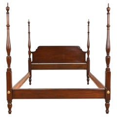 Henkel Harris Georgian Carved Mahogany Queen Size Poster Bed