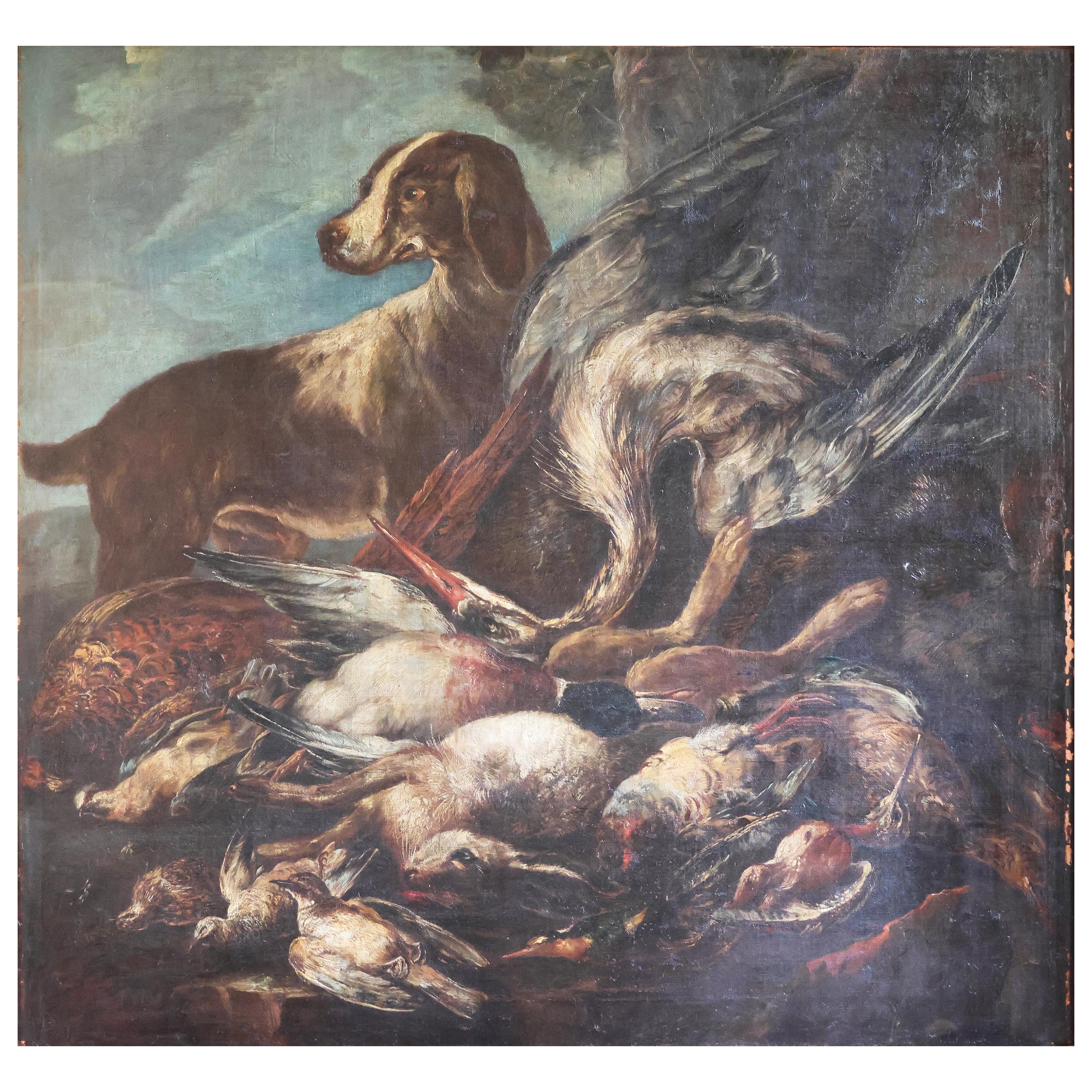 Giovanni Crivelli known as Crivellino; Hunting scene, oil on canvas