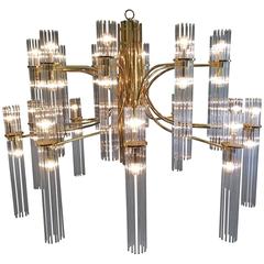 Huge Gaetano Sciolari Brass and Glass Chandelier 2