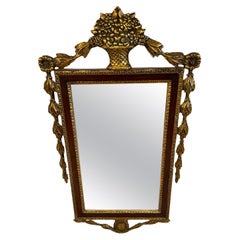 Elegant Antique Regency Mirror with Gilding and Flower Basket