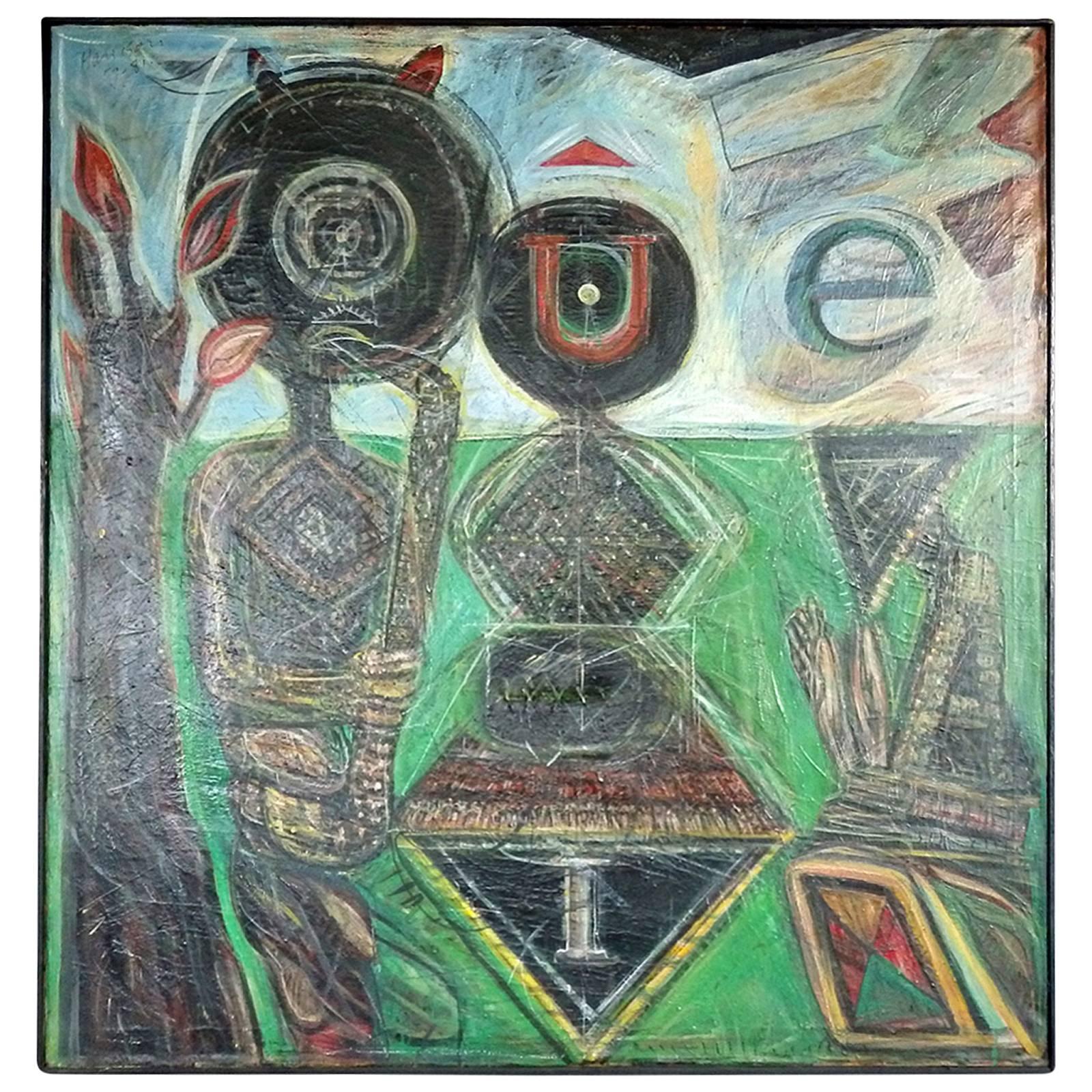 James C. Harrison Modernist Oil on Canvas For Sale