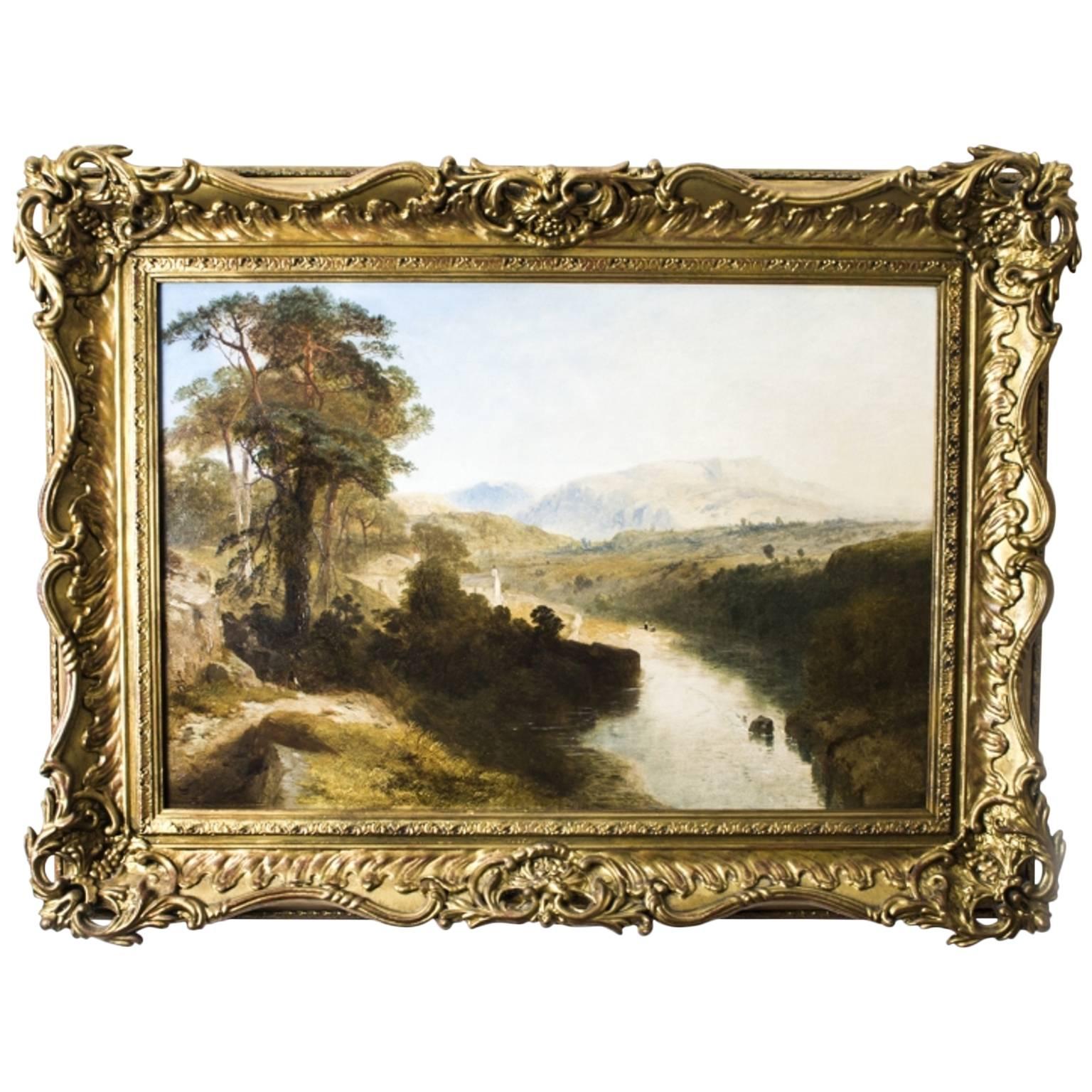 Antique Oil Painting Romantic Landscape James Baker Pyne, 1845