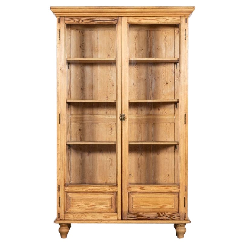 English 19thC Pine Display Cabinet