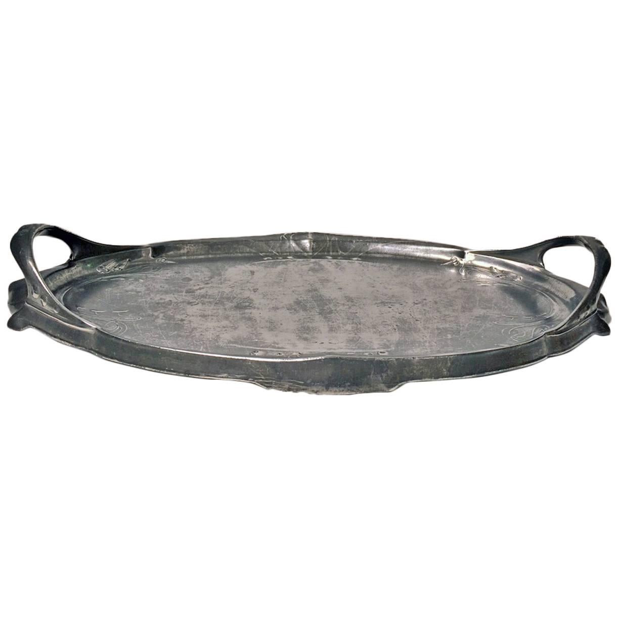 Art Nouveau Kayserzinn Pewter Tray, Germany, circa 1900